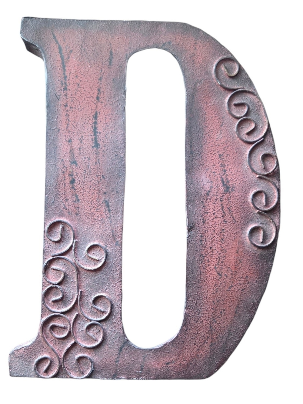 Decorative Letter D Wall Accent in Distressed